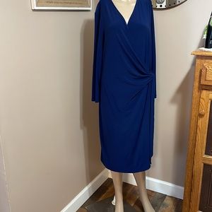 Anne Klein Blue Accent Tie Wrap Dress Size XL